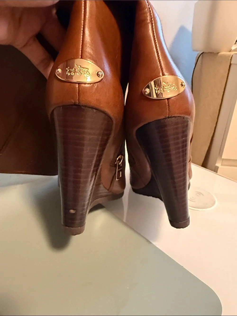 Coach Women's Tall Wedge Knee-High Boot in Brown